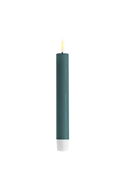 LED dinner candle 15 cm | Jade Green | 3D Flame | 2 pieces | Deluxe HomeArt