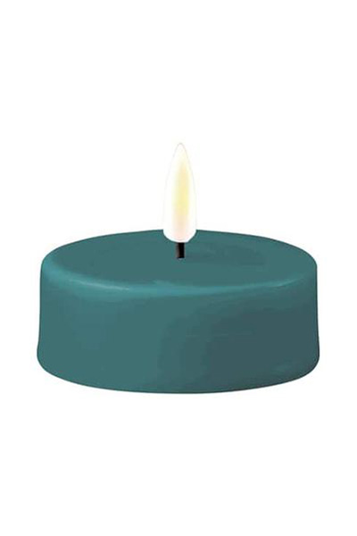 LED Tea Light 6.1 x 4.5 cm | Jade Green | 3D Flame | 2 pieces | Deluxe HomeArt