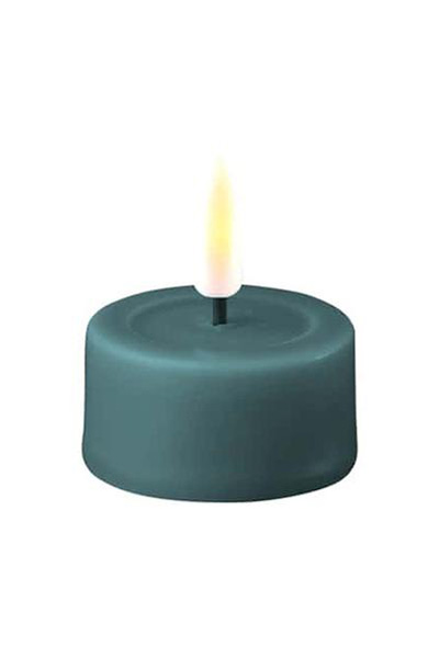 LED Tea Light 4.1 x 4.5 cm | Jade Green | 3D Flame | 2 pieces | Deluxe HomeArt