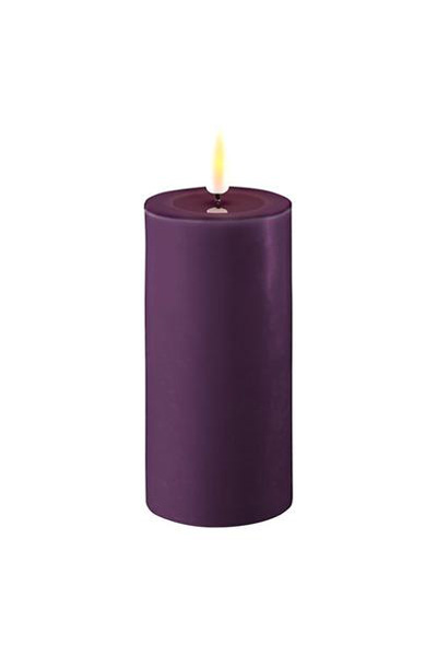 LED candle 5 x 10 cm | Purple | 3D Flame | Deluxe HomeArt