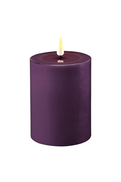 LED candle 7.5 x 10 cm | Purple | 3D Flame | Deluxe HomeArt