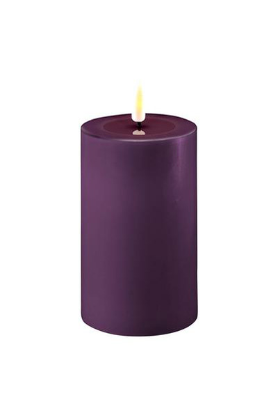 LED candle 7.5 x 12.5 cm | Purple | 3D Flame | Deluxe HomeArt