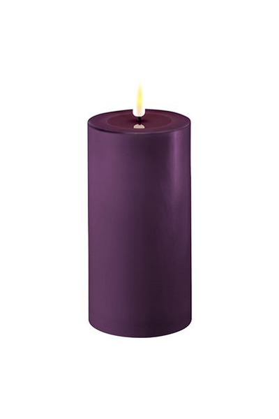 LED candle 7.5 x 15 cm | Purple | 3D Flame | Deluxe HomeArt