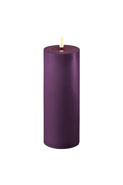 LED candle 7.5 x 20 cm | Purple | 3D Flame | Deluxe HomeArt