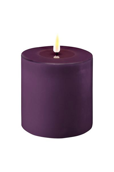LED candle 10 x 10 cm | Purple | 3D Flame | Deluxe HomeArt