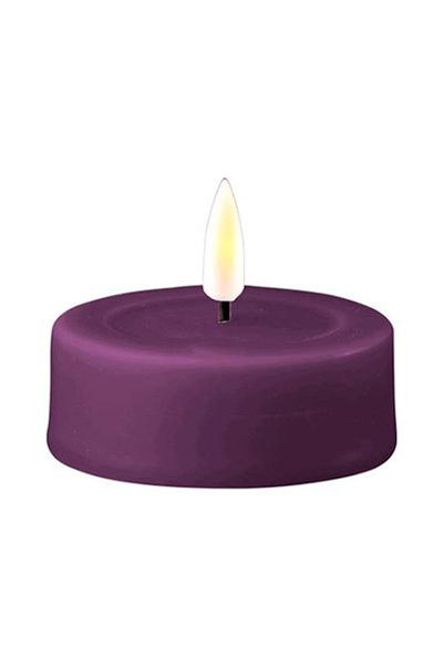 LED Tea Light 6.1 x 4.5 cm | Purple | 3D Flame | 2 pieces | Deluxe HomeArt