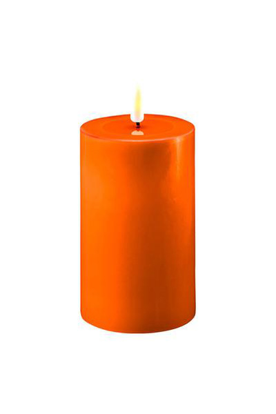 LED candle 7.5 x 12.5 cm | Orange | 3D Flame | Deluxe HomeArt