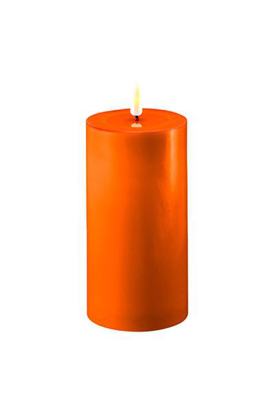 LED candle 7.5 x 15 cm | Orange | 3D Flame | Deluxe HomeArt