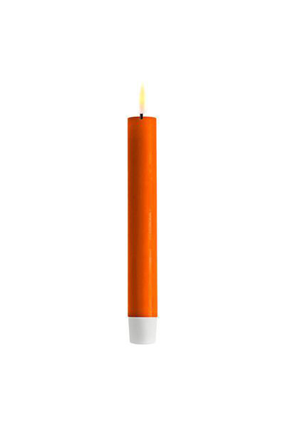 LED dinner candle 15 cm | Orange | 3D Flame | 2 pieces | Deluxe HomeArt