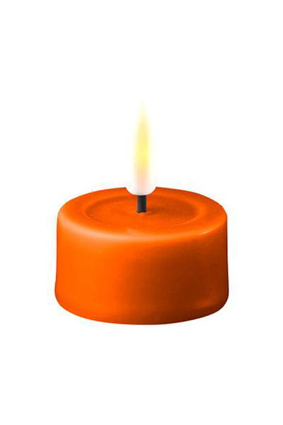 LED -Teelicht 4,1 x 4,5 cm | Orange | 3D Flamme | 2 Stücke | Deluxe HomeArt