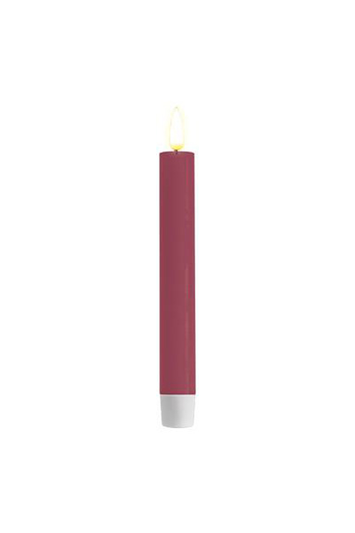 LED dinner candle 15 cm | Magenta | 3D Flame | 2 pieces | Deluxe HomeArt