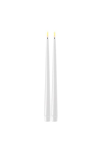 LED Dinner candle 28 cm | White | 3D Flame | Shiny | 2 pieces | Deluxe HomeArt