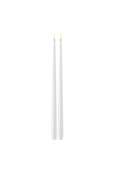 LED dinner candle 38 cm | White | 3D Flame | Shiny | 2 pieces | Deluxe HomeArt