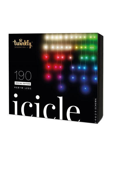  Twinkly icicle lighting | 10.5 metres (190 LEDs, WiFi, Timer, RGB, Indoor/Outdoor)