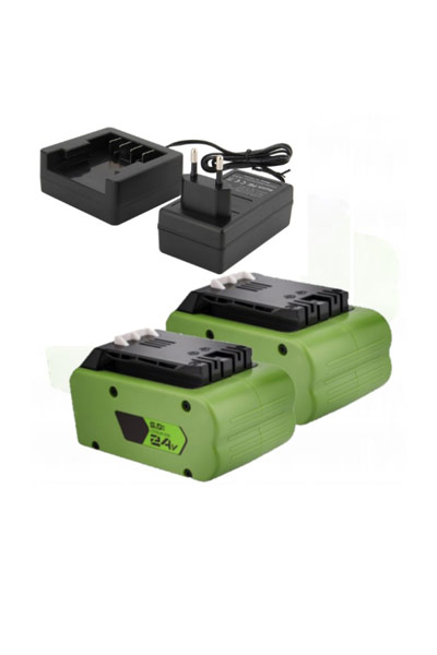 BO-GREENWORKS-24V-5A-X2-CH batteri (5000 mAh 24 V, Grön)