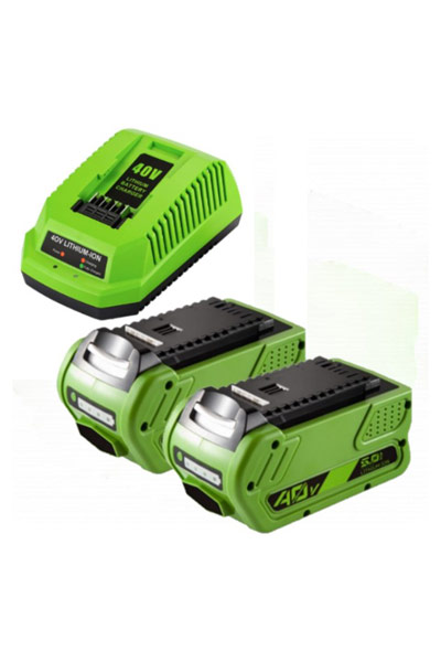 2x GreenWorks G40B6 / G-MAX 40V (40 V, 5 Ah) + nabíjačka