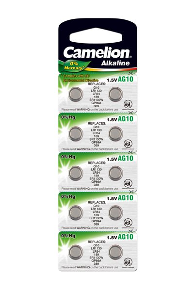 Camelion LR54 / V10GA / 189 Alkaline Pile bouton batterie (10 pièces)