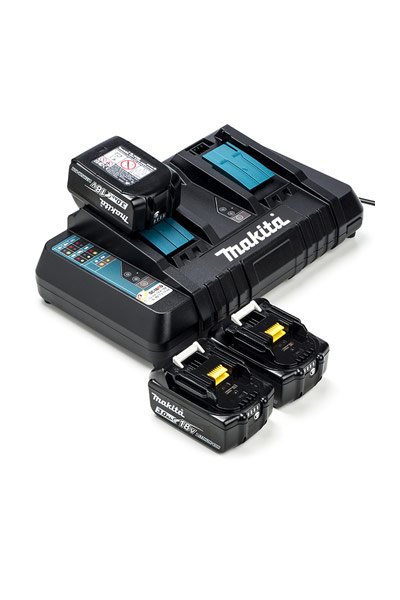 3x Makita BL1830B / 18V LXT baterías + adaptador para corriente alternada (CA) (18 V, 3 Ah, Original)