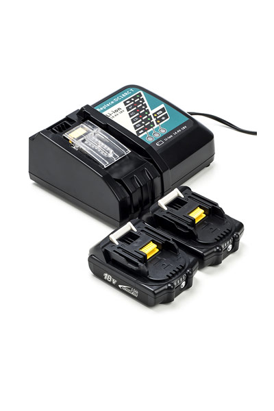 2x Makita BL1815N / 18V LXT batteries + charger (18 V, 1.5 Ah)
