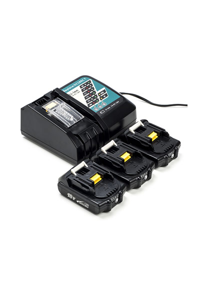 3x Makita BL1815N / 18V LXT baterías + adaptador para corriente alternada (CA) (18 V, 1.5 Ah)