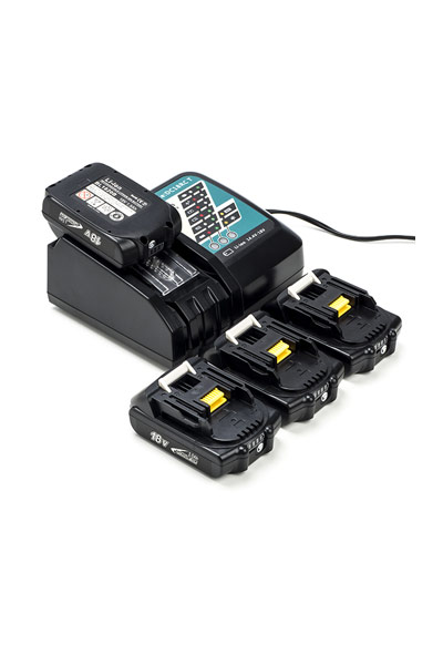 4x Makita BL1815N / 18V LXT batteries + charger (18 V, 1.5 Ah)