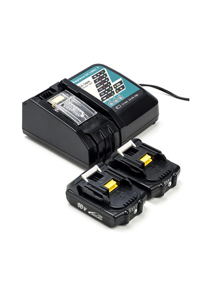 2x Makita BL1820B / 18V LXT batteries + charger (18 V, 2 Ah)