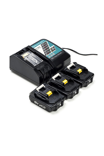 3x Makita BL1820B / 18V LXT baterías + adaptador para corriente alternada (CA) (18 V, 2 Ah)