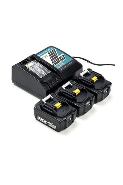 3x Makita BL1830B / 18V LXT baterías + adaptador para corriente alternada (CA) (18 V, 3 Ah)