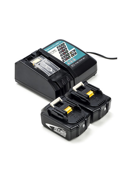 2x Makita BL1840B / 18V batteries + charger (18 V, 4 Ah)