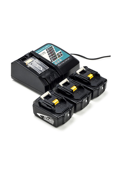 3x Makita BL1840B / 18V LXT baterías + adaptador para corriente alternada (CA) (18 V, 4 Ah)