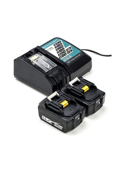 2x Makita BL1850B / 18V LXT baterías + adaptador para corriente alternada (CA) (18 V, 5Ah)