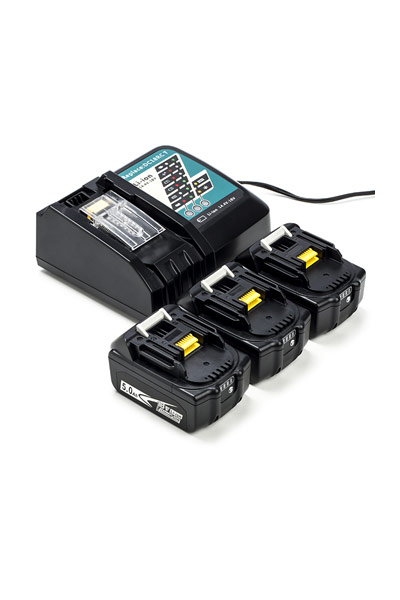 3x Makita BL1850B / 18V LXT baterías + adaptador para corriente alternada (CA) (18 V, 5Ah)