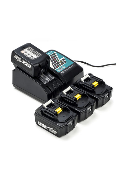 4x Makita BL1850B / 18V LXT baterías + adaptador para corriente alternada (CA) (18 V, 5Ah)