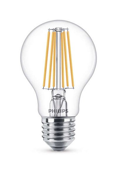 Philips Filament E27 LED Lamp 8W (75W) (Pear, Clear)