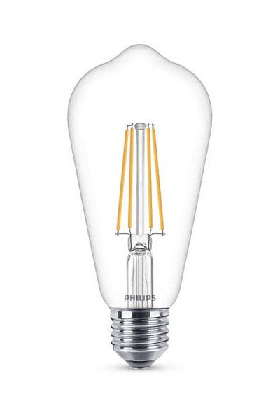Philips Filament E27 LED lampen 7W (60W) (Birne, Klar)