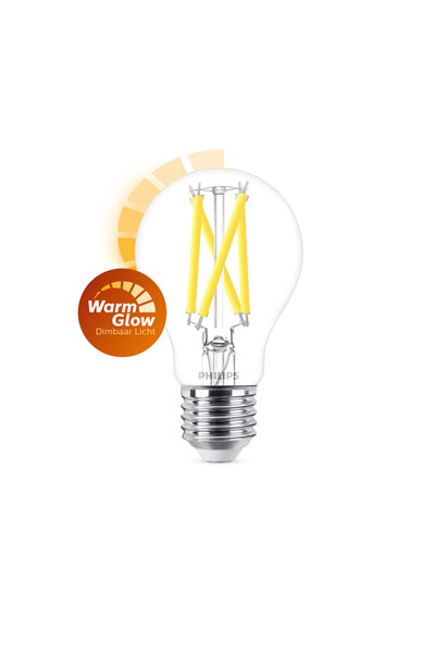 Philips WarmGlow E27 LED Lamp 7.2W (75W) (Pear, Clear, Dimmable)
