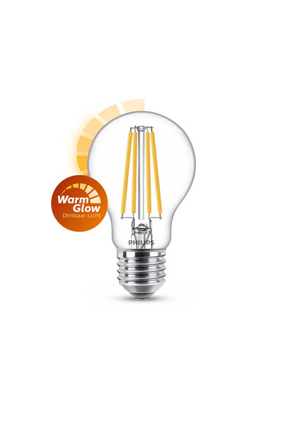 Philips WarmGlow Becuri LED E27 10,5W (100W) (Pară, Transparent, Reglabil)