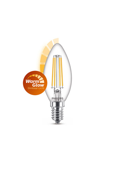 Philips WarmGlow E14 LED pærer 4,5W (40W) (Lys, Klar, Dæmpbar)