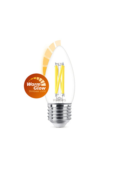 Philips WarmGlow Becuri LED E27 3.4W (40W) (Lumânare, Transparent, Reglabil)