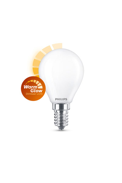 Philips WarmGlow E14 LED pærer 4,5W (40W) (Lustre, Frost, Dæmpbar)