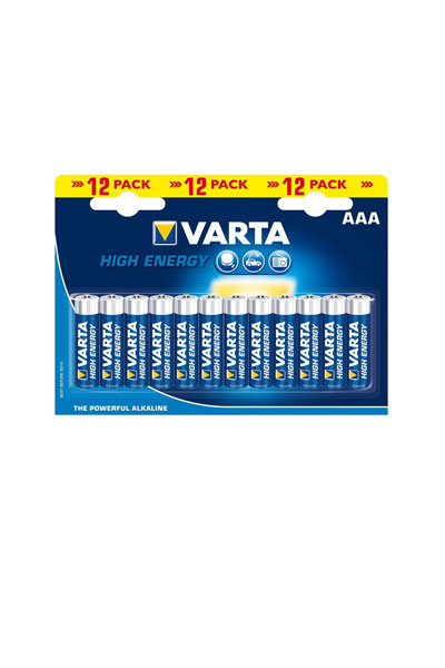 Varta AAA / MN2400 / LR03 Alkaline Batterie (12 Stücke)