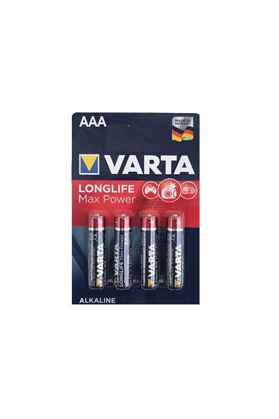 Varta Longlife Maxpower AAA / MN2400 / LR03 Knopfzelle Batterie (4 Stücke)