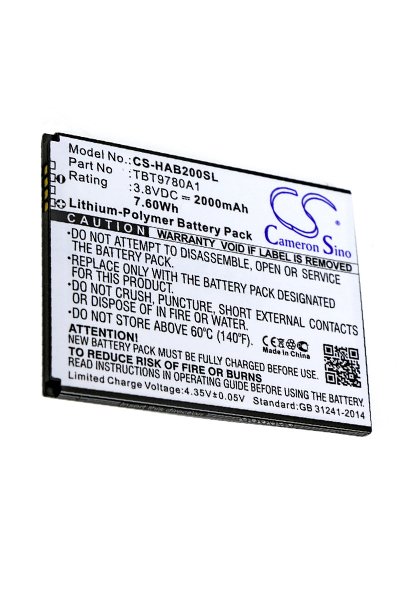 BTC-HAB200SL battery (2000 mAh 3.8 V, Black)
