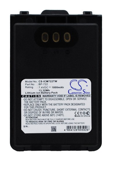BTC-ICM722TW battery (1800 mAh 7.4 V, Black)