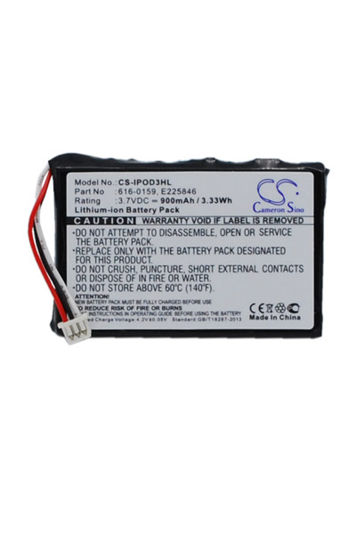 BTC-IPOD3HL battery (900 mAh 3.7 V, Black)