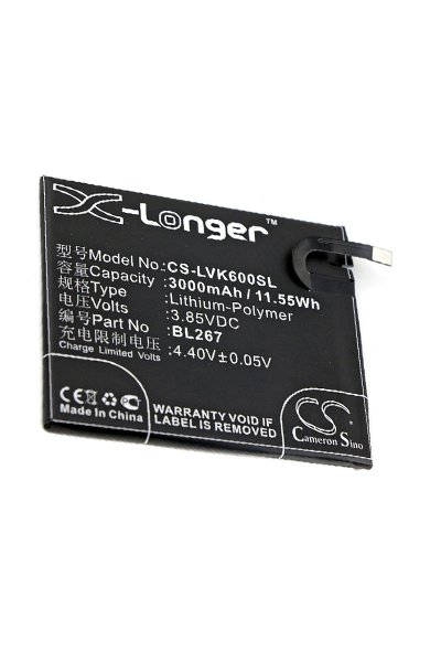 BTC-LVK600SL battery (3000 mAh 3.85 V, Black)