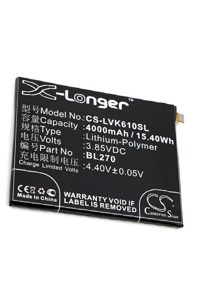 BTC-LVK610SL battery (4000 mAh 3.85 V, Black)