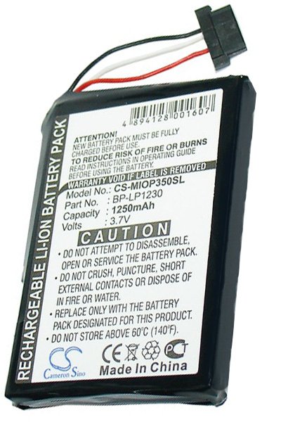 BTC-MIOP350SL battery (1250 mAh 3.7 V, Black)
