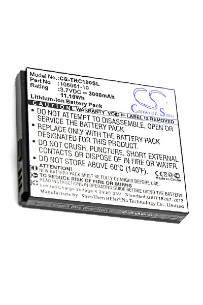 BTC-TRC100SL batería (3000 mAh 3.7 V, Negro)