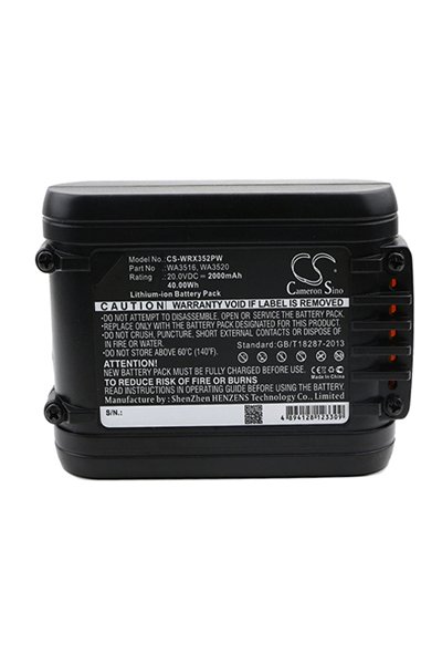 Battery suitable for Worx WX843 2000 mAh 20 V battery Black